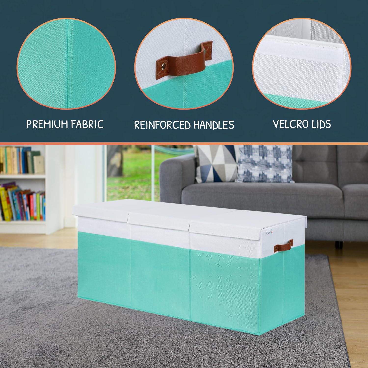 SoftOwl toy storage with side mesh pockets offers easy access to essentials.