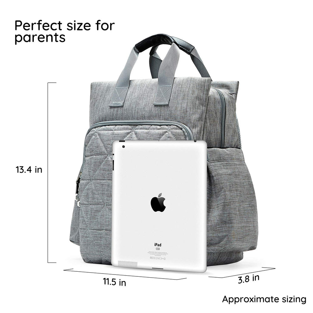 SoHo Designs Kenneth Diaper Backpack pocket layout emphasizes 11 interior and exterior pockets