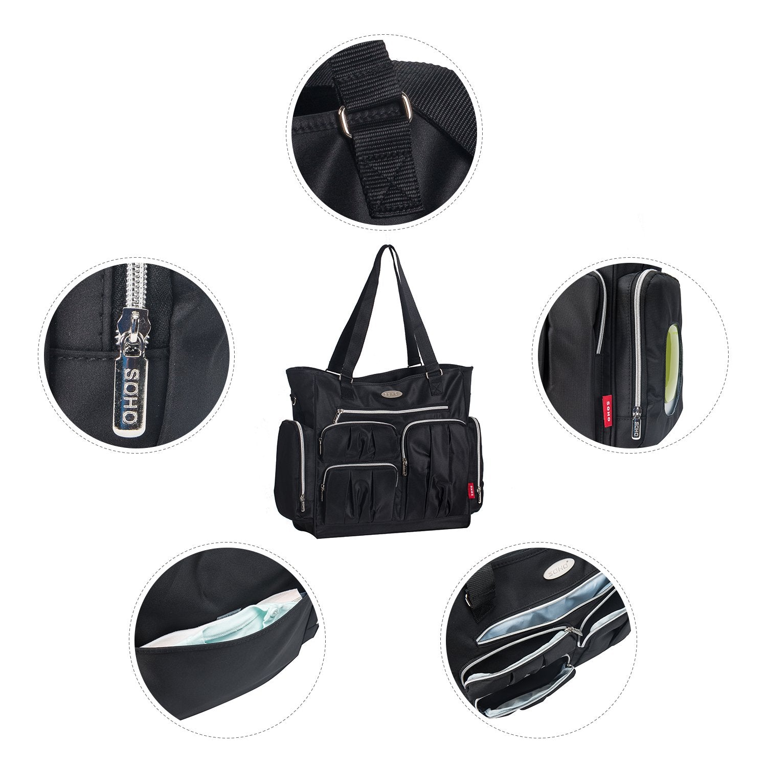 SoHo Designs Time Square stroller attachment straps enable hands-free strolling.