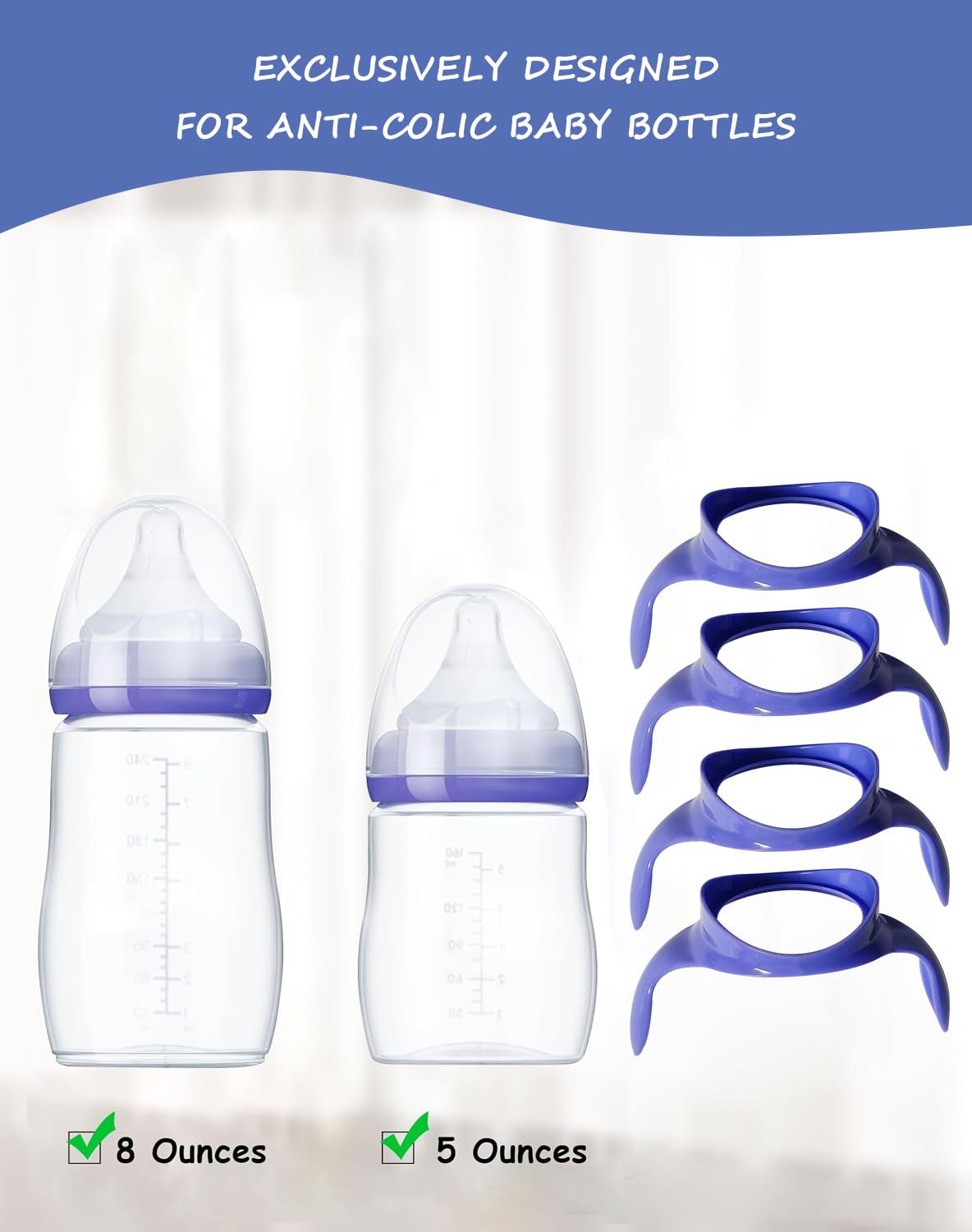 Solala four-pack purple bottle handles for home or travel use.