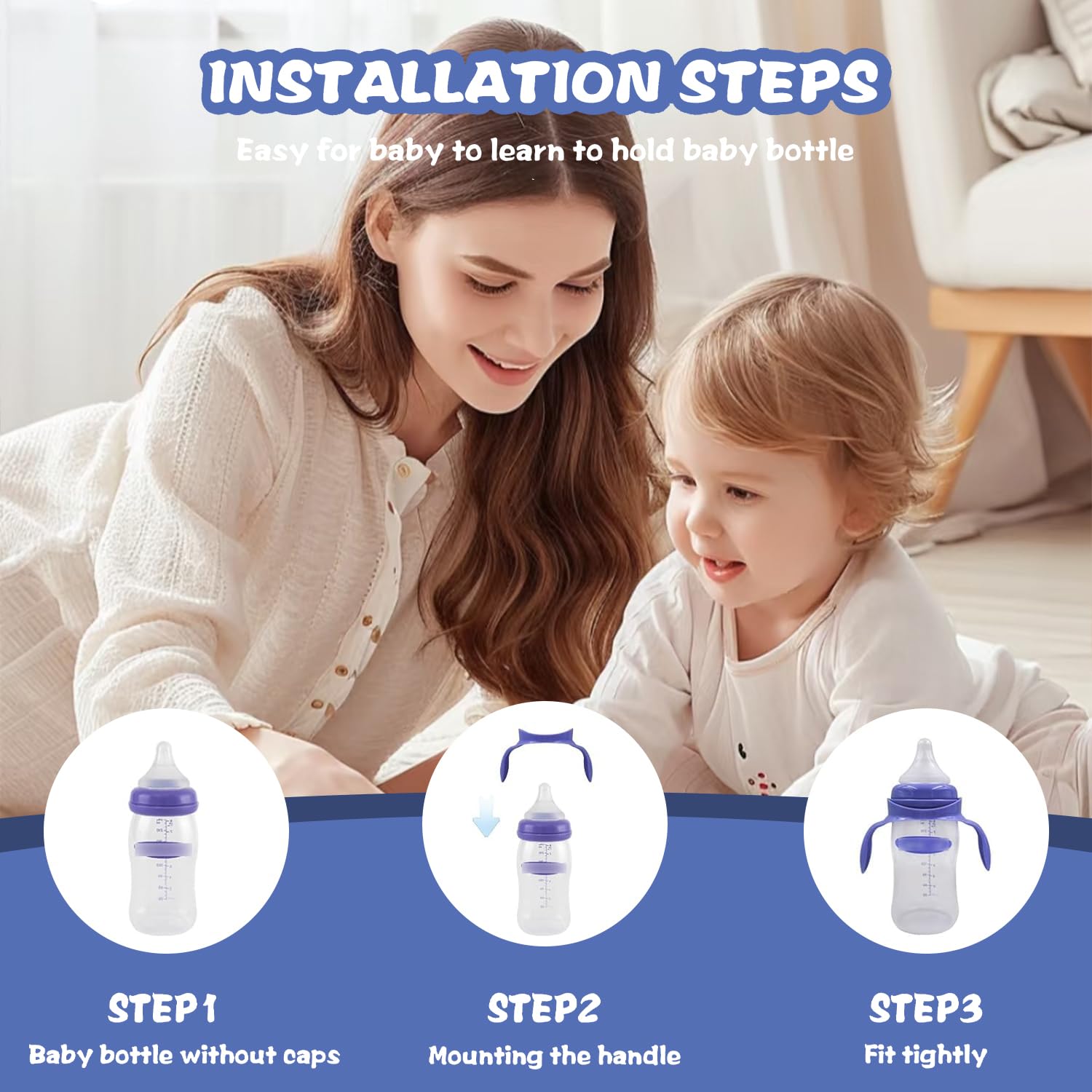 Solala baby bottle handles with ergonomic grip for tiny hands.