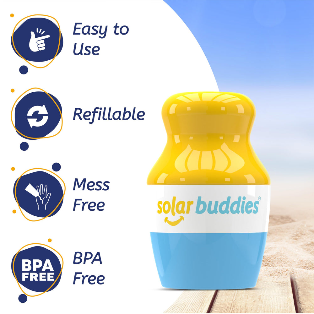 Solar Buddies refillable sunscreen applicator—refill with your preferred sunscreen