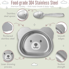 Solavine bear-suction-plate silicone-base provides spill-free feeding stability.