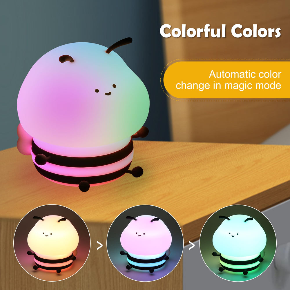 Soledun Bee silicone night light dimmable warm light for bedtime use.