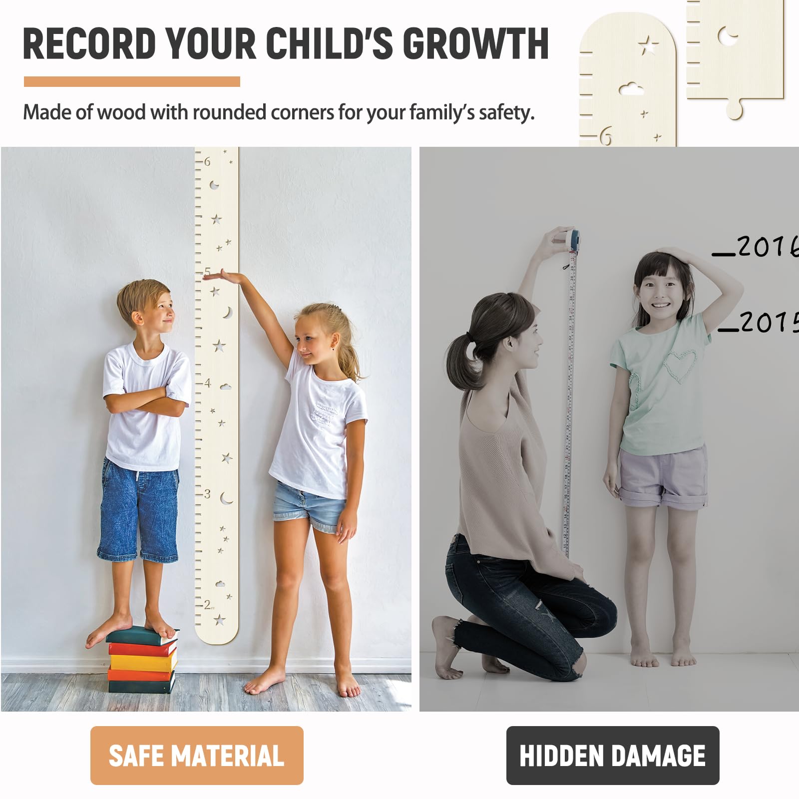 Soleim gift worthy wooden growth chart for birthdays and baby showers.