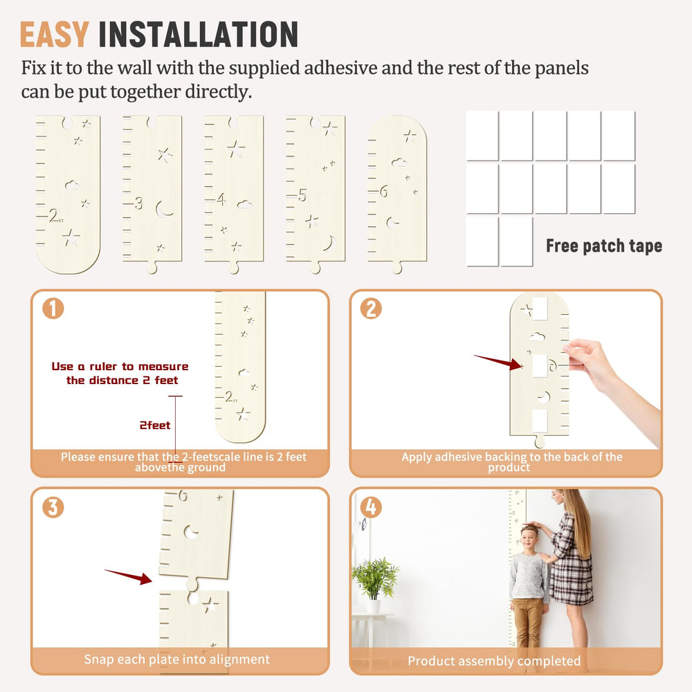Soleim growth chart wall installation shows easy, secure mounting.