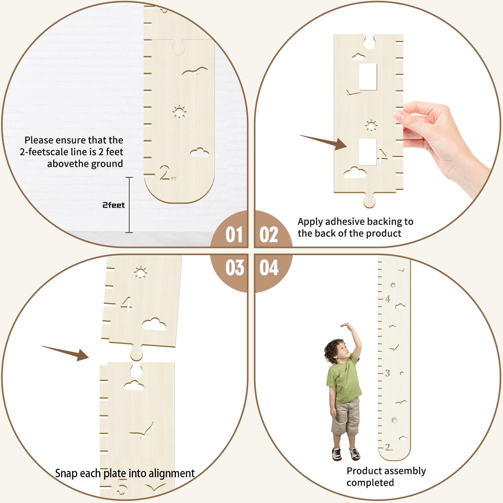 soleim wooden growth chart easy installation with wall marks and tape for secure mounting