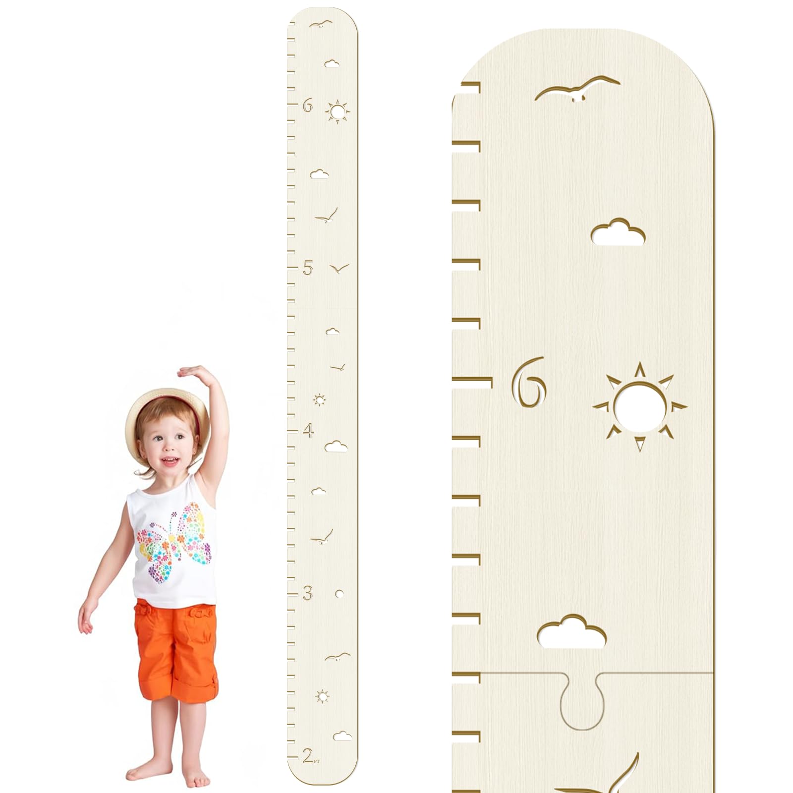 soleim wooden growth chart hollow sun wall shows warm nursery decor and growth tracking