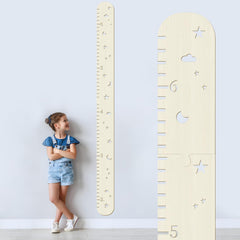 Soleim wooden growth chart wall mount for durable height markers in a kid's room.