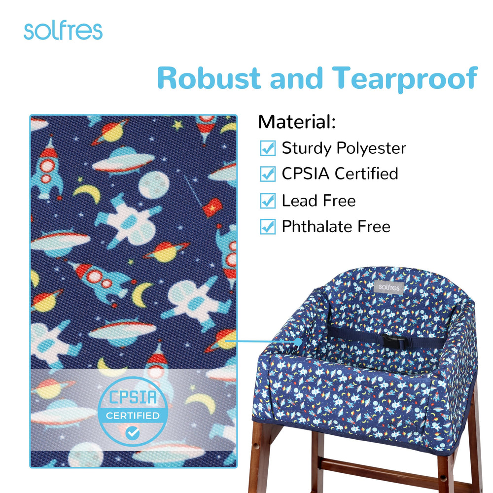 Solfres Blue Space cover reveals front buckle for easy seating adjustments