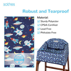 Solfres Blue Space cover reveals front buckle for easy seating adjustments
