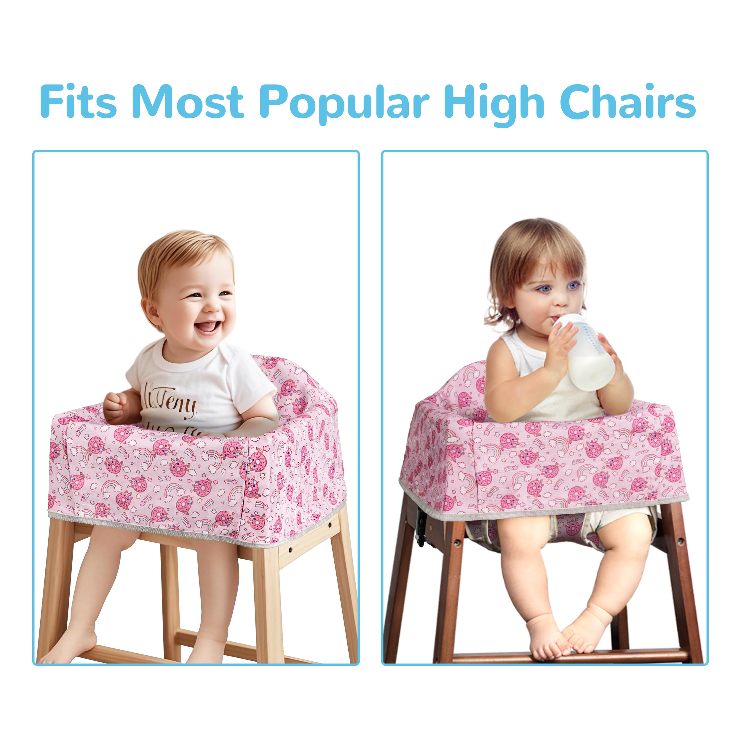 Solfres Dual-Belt High Chair Cover is machine washable for easy cleanup.