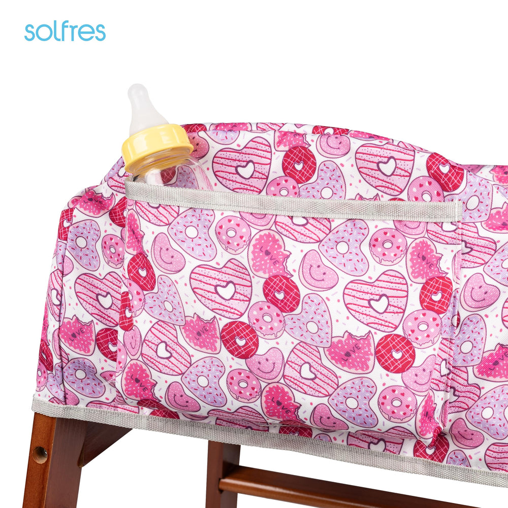 Solfres high chair cover is machine washable for easy cleanup.