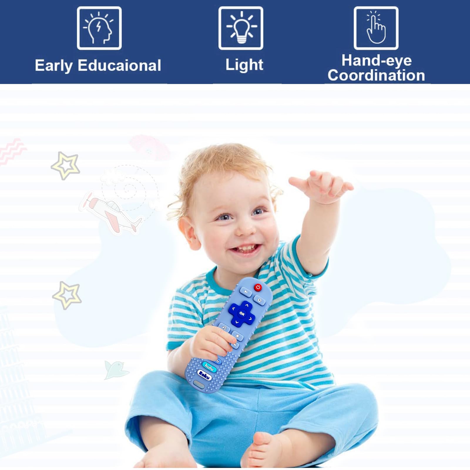 SOLIFEGOBLE silicone teether hands-on size easy for little hands.