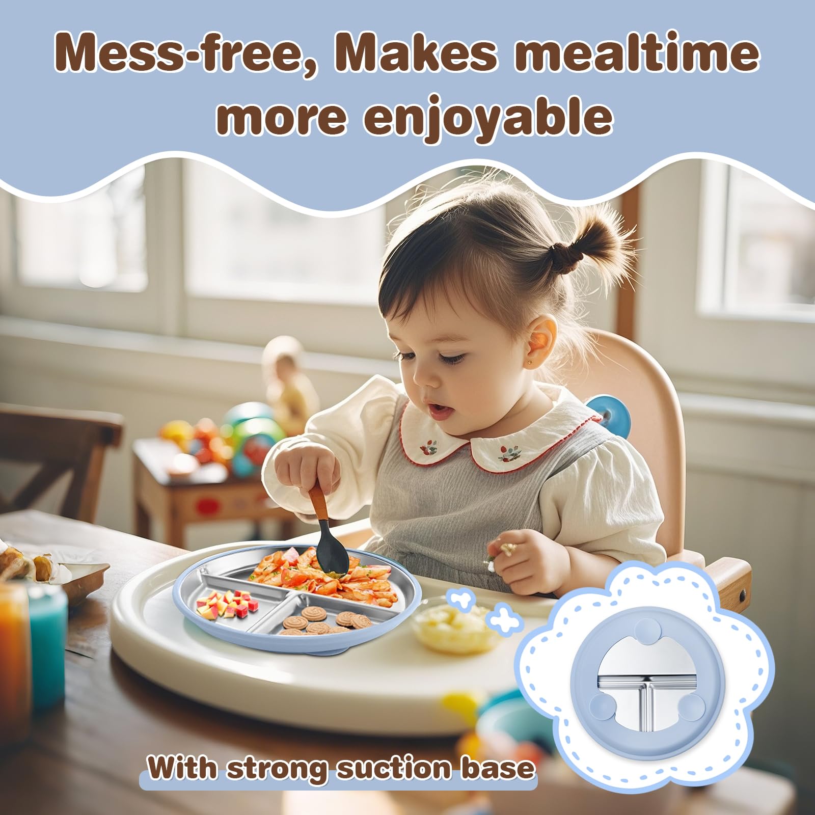 Solldgt shatterproof kids plate withstands daily drops.