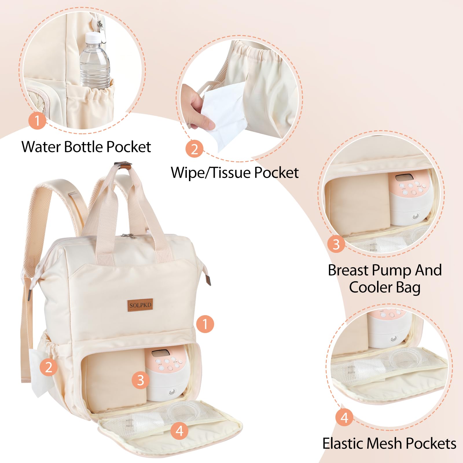 SOLPKD waterproof mat inside bag provides spill protection during pumping sessions