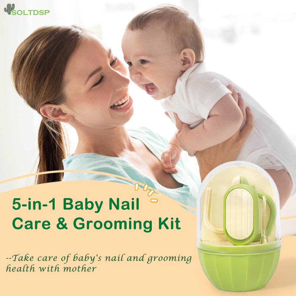 Soltdsp baby nail clippers green with safe stainless steel blades.