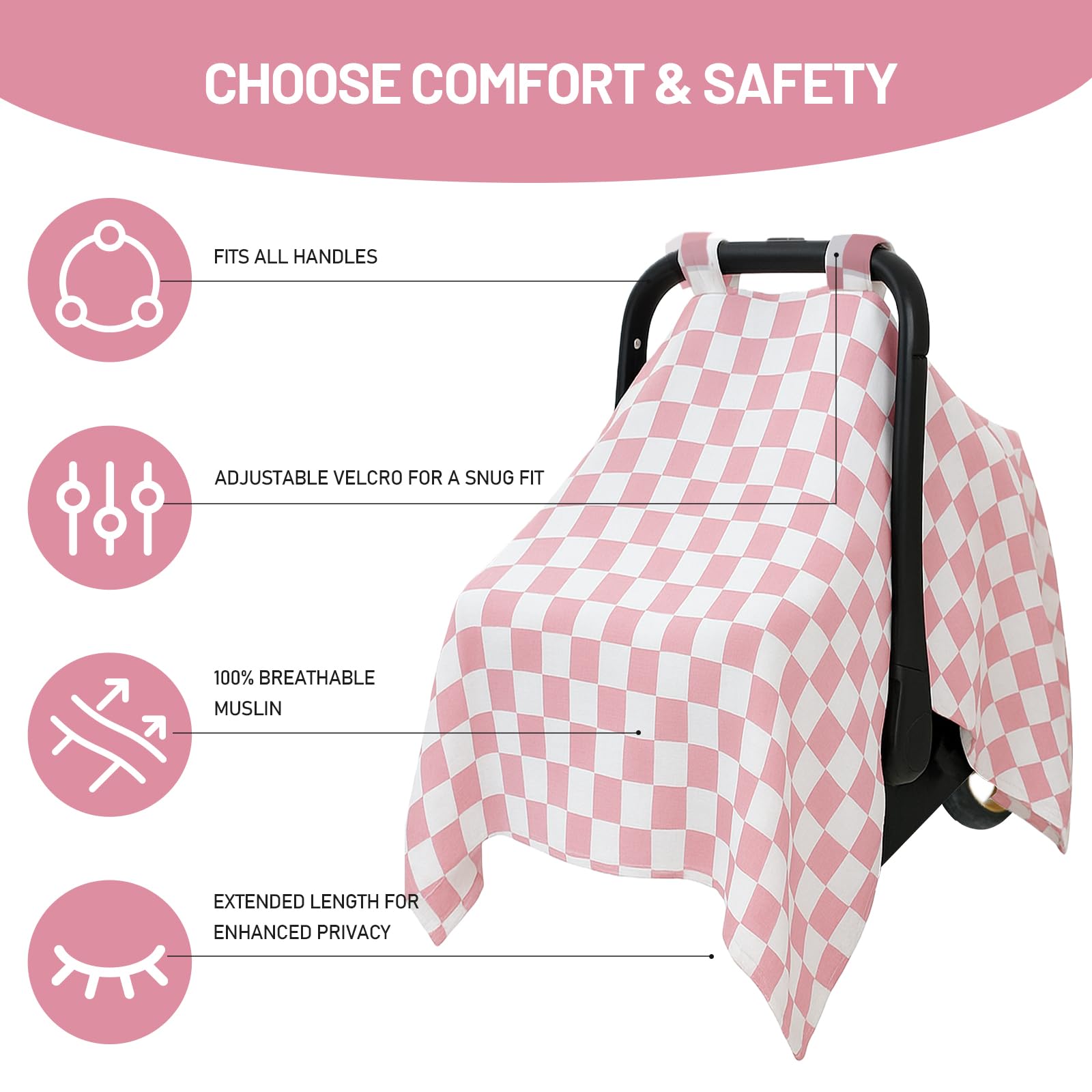 SolTourne pink plaid design adds stylish shade and distraction-free environments.