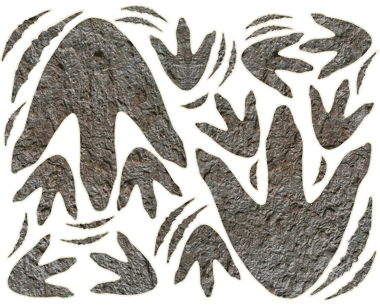 Solvora dinosaur footprints package: five-sheet decal set for quick room decorating