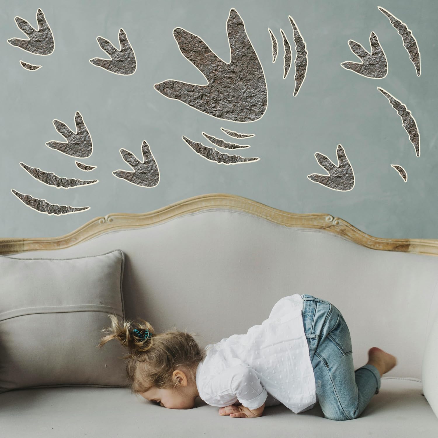 Solvora wall application: peel-and-stick decals cling to clean, smooth surfaces