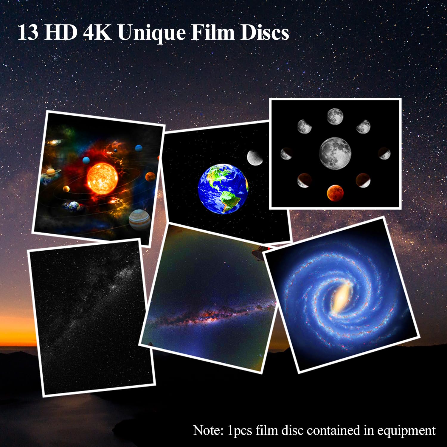 SOMKTN rotation-disc-collection offers 13 film discs for diverse galaxy patterns.