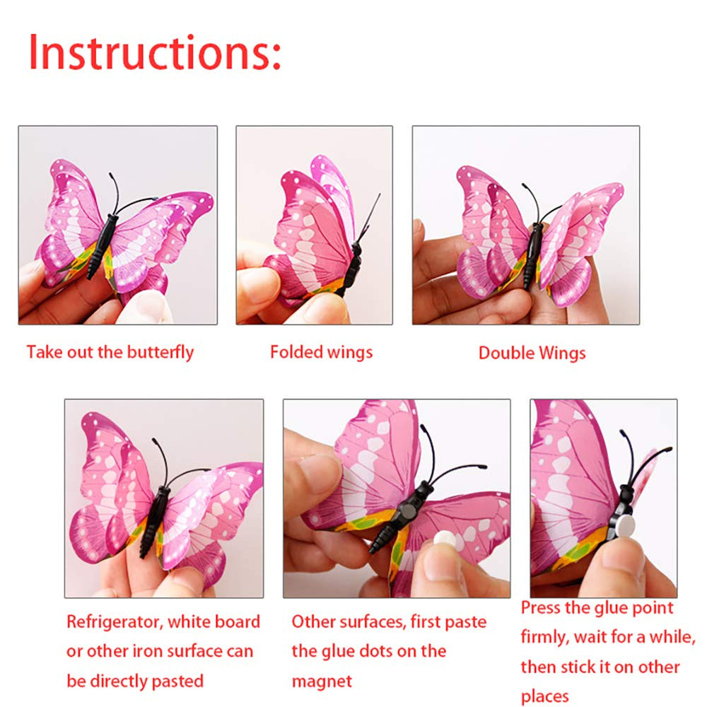 Somotersea 24pc 3D butterfly includes balloon glue dots for quick decor setup