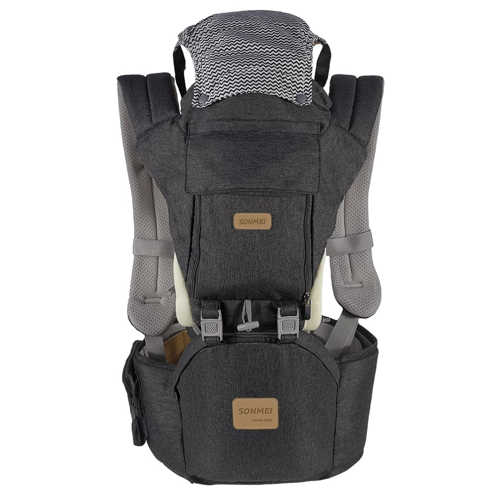 SONMEI ergonomic baby carrier hip-seat showing comfortable hip-seat support.