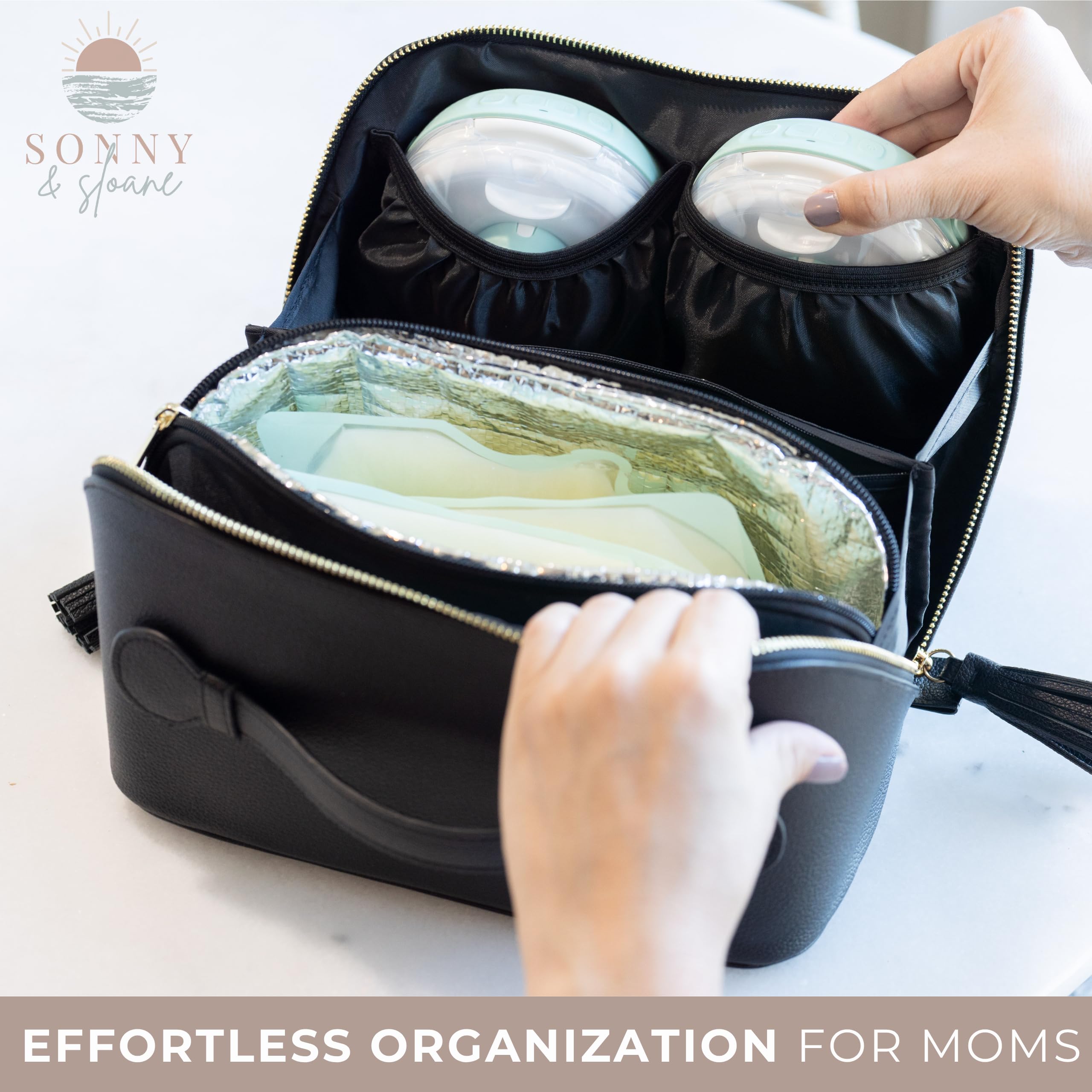 Sonny & Sloane multipurpose bag doubles as a diaper purse for post-pumping use.