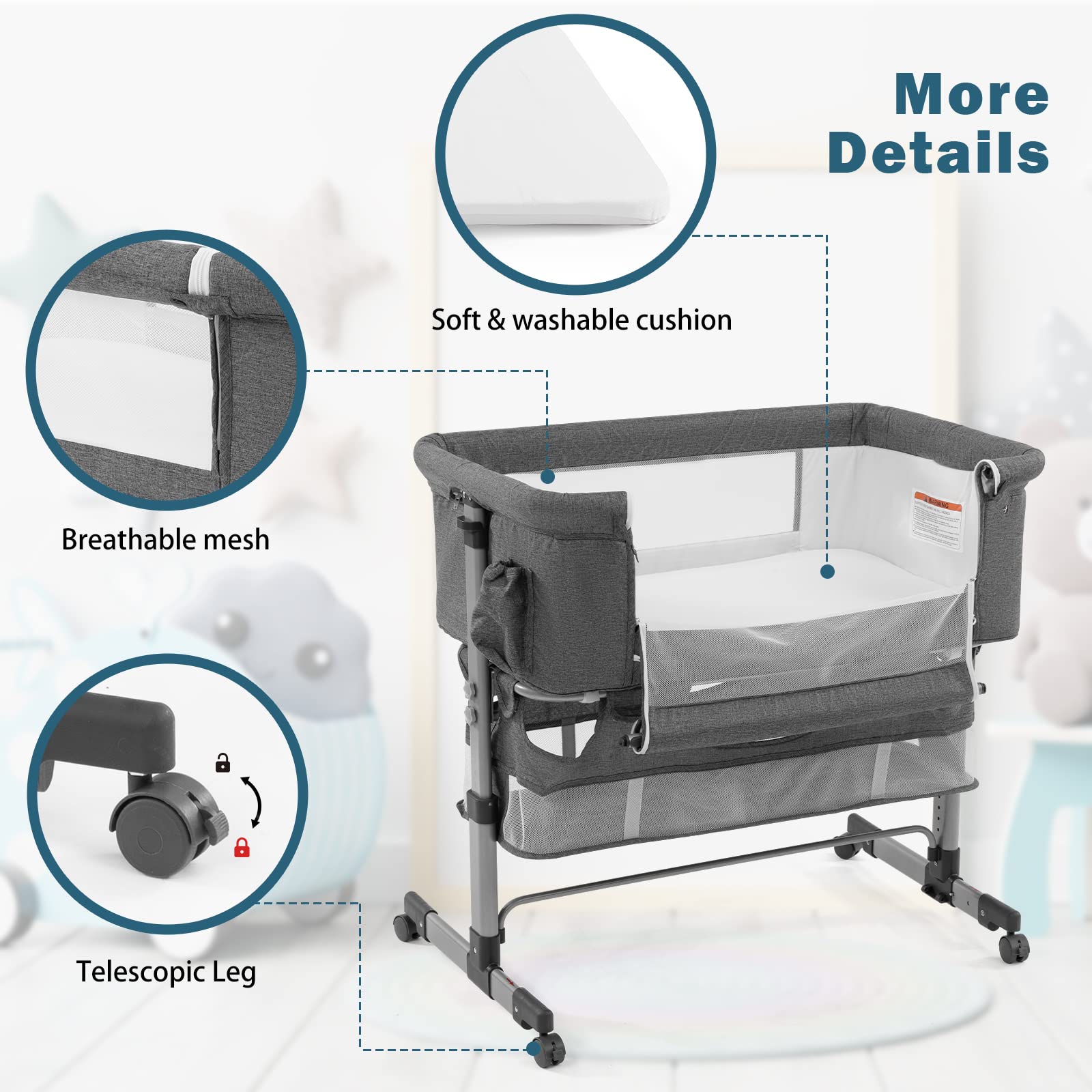 Soobaby co-sleep-side-down converts to a safe bedside sleeper.