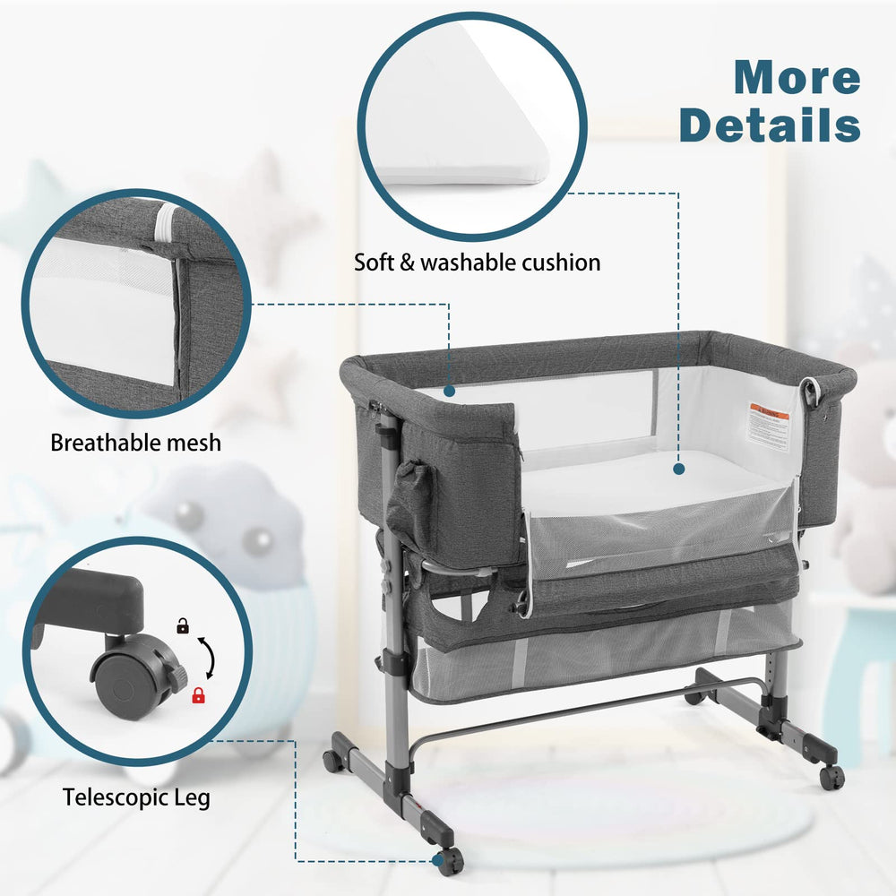 Soobaby co-sleep-side-down converts to a safe bedside sleeper.