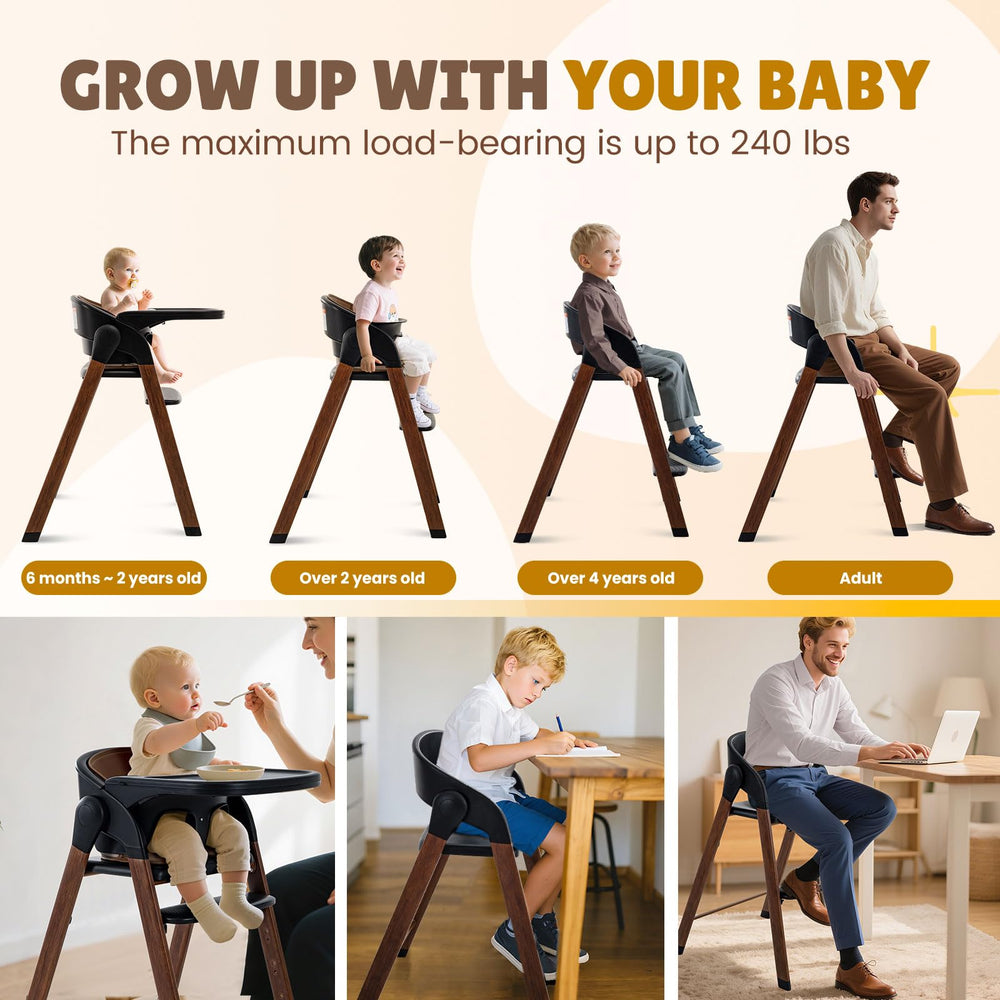 Soobaby high chair 5-point harness adds secure seating during meal times.
