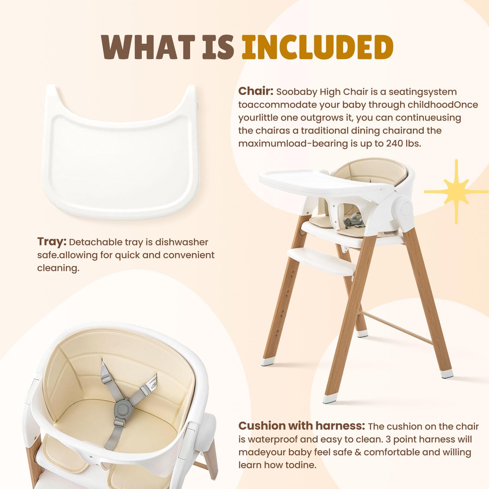 Soobaby high chair foldable for compact storage or on-the-go use.