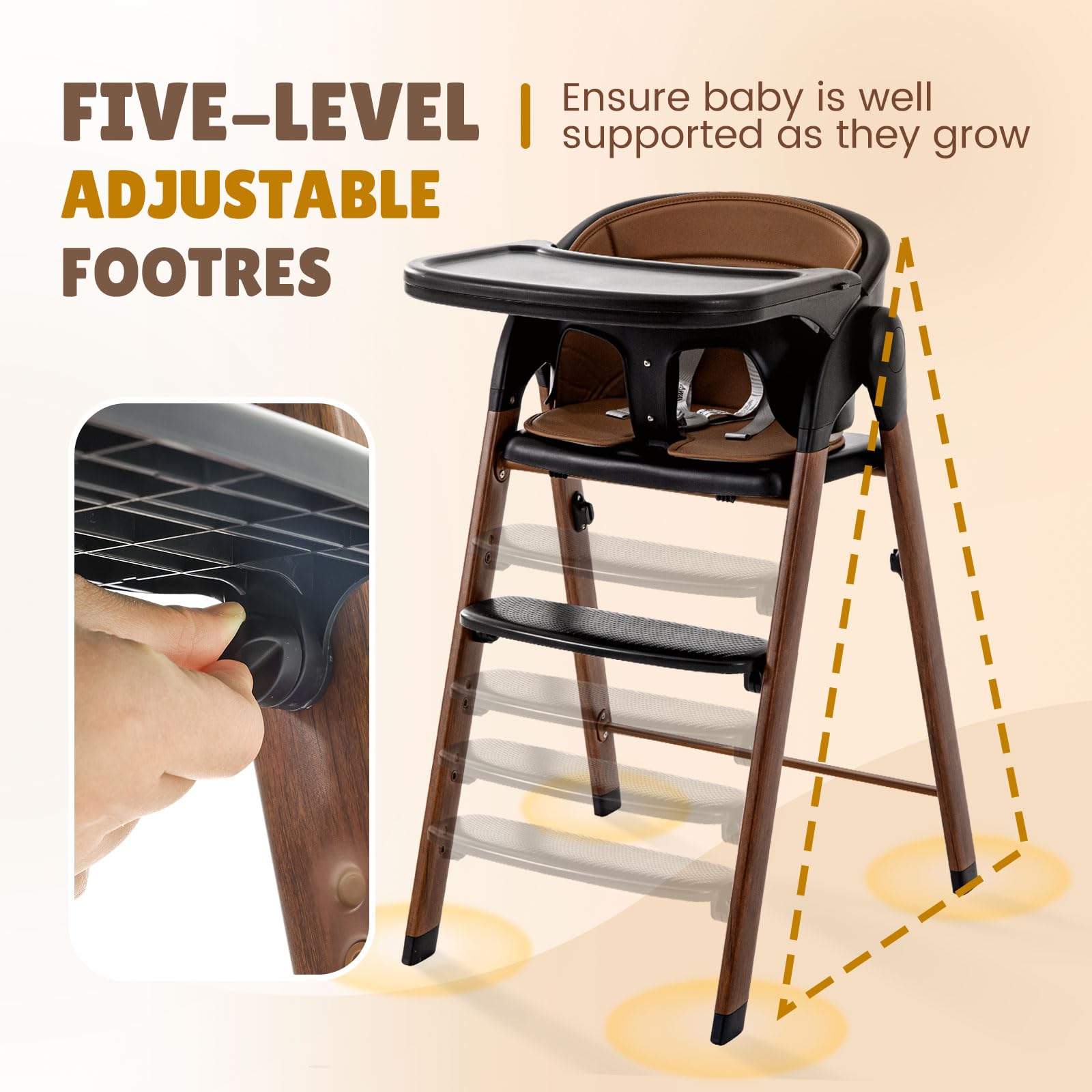 Soobaby high chair removable tray for easy feeding transitions and cleaning.