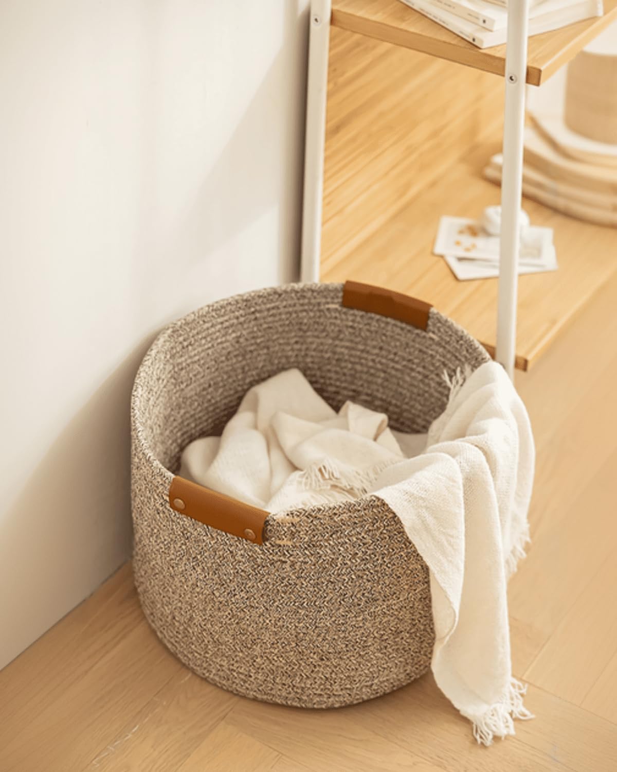 Soorxiein organic cotton basket offering soft touch for family spaces.
