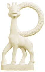 Sophie la girafe squeaker feature demonstrated with squeeze for playful sound