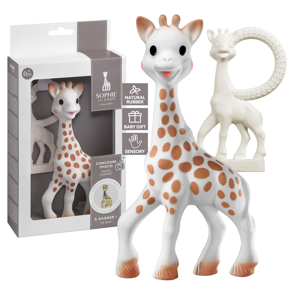 Sophie la girafe teether close-up with textured spots for gentle chewing exploration