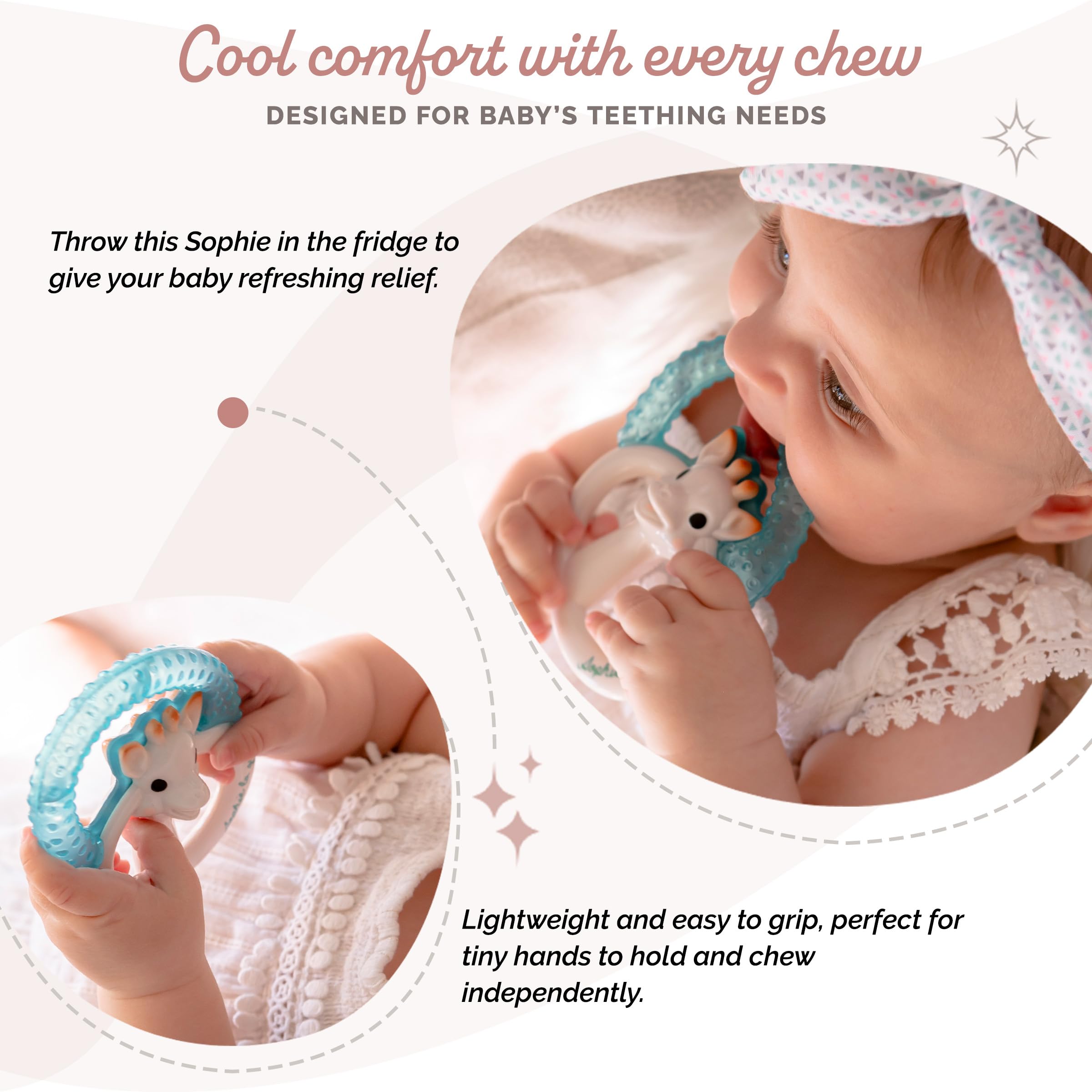 Sophie la girafe teether with ergonomic easy-grip handle for small hands
