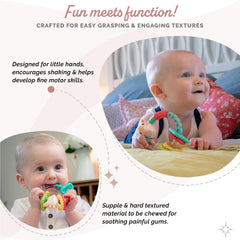 Sophie la girafe Multi-Textured Rattle closeup stitching shows durable baby-friendly details.