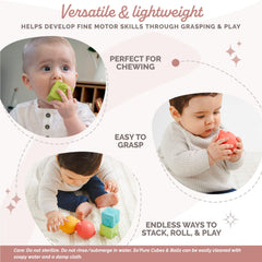 Sophie la girafe So'Pure blocks grasp demo for tiny hands.