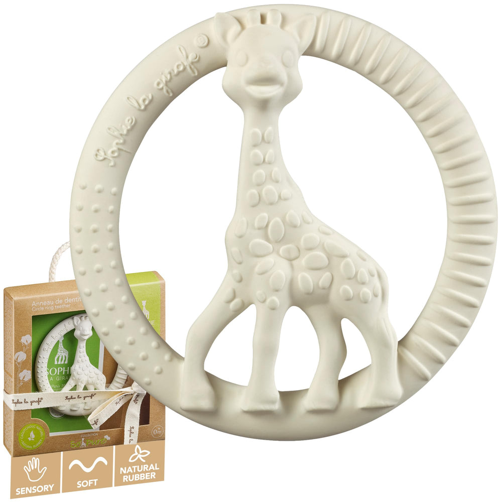 Sophie la girafe So'pure Circle Teether main view improves grip during teething and comfort