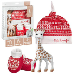 Sophie la girafe teether close-up showing natural rubber chew for teething relief.