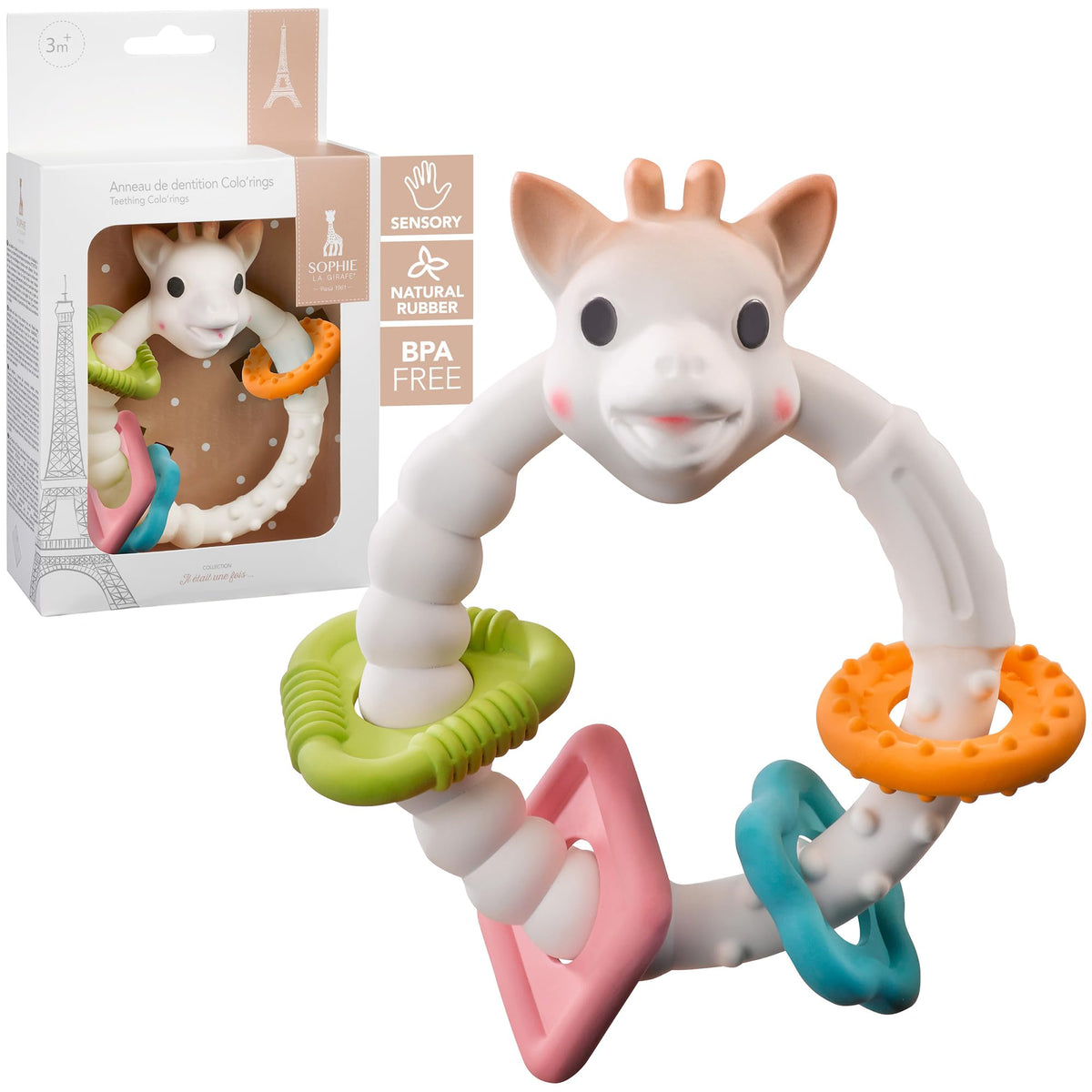 Sophie la girafe teething colorings main ring helps soothing sensory exploration for babies