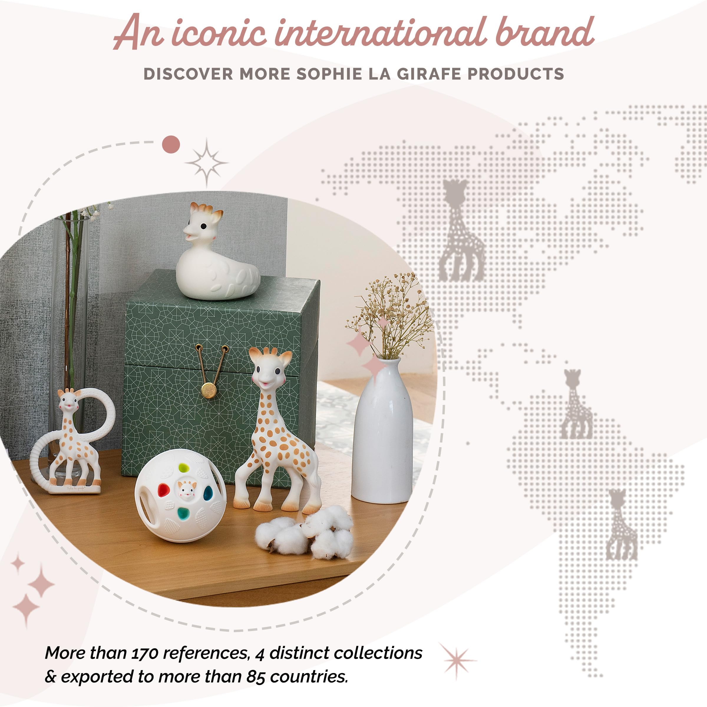 Sophie la girafe teething ring natural rubber is baby-safe material.