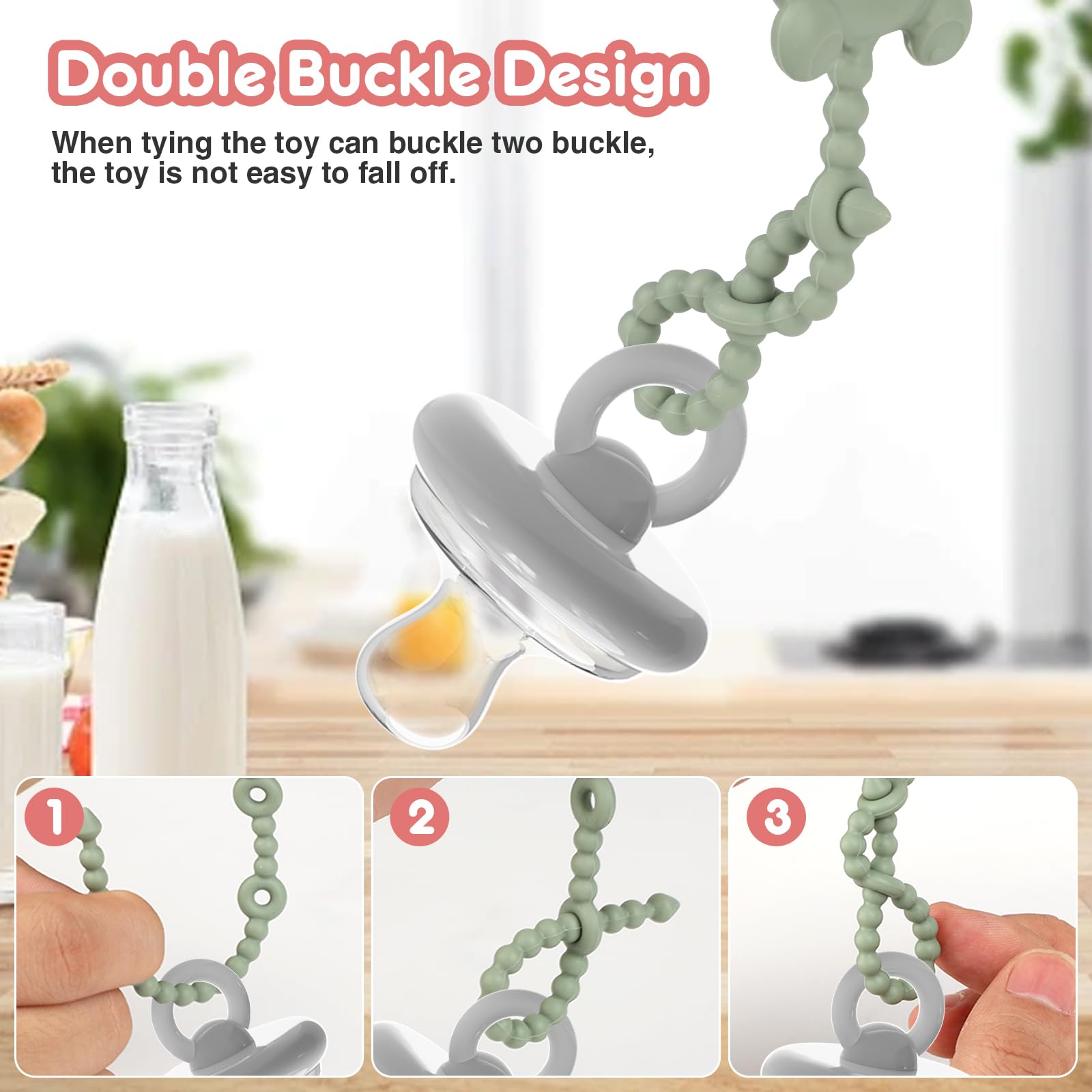 Sopkdey toy straps adjustable buckle ensures a snug fit for many baby items.