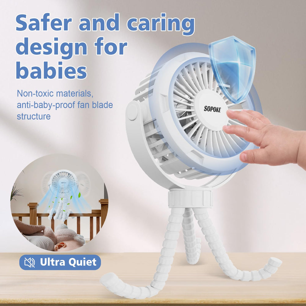 SOPOKE's brushless motor provides strong wind with low noise for quiet naps.