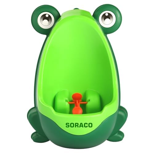 Soraco Cute Frog Potty Urinal in green helps toddlers practice independent pottying with a playful design.