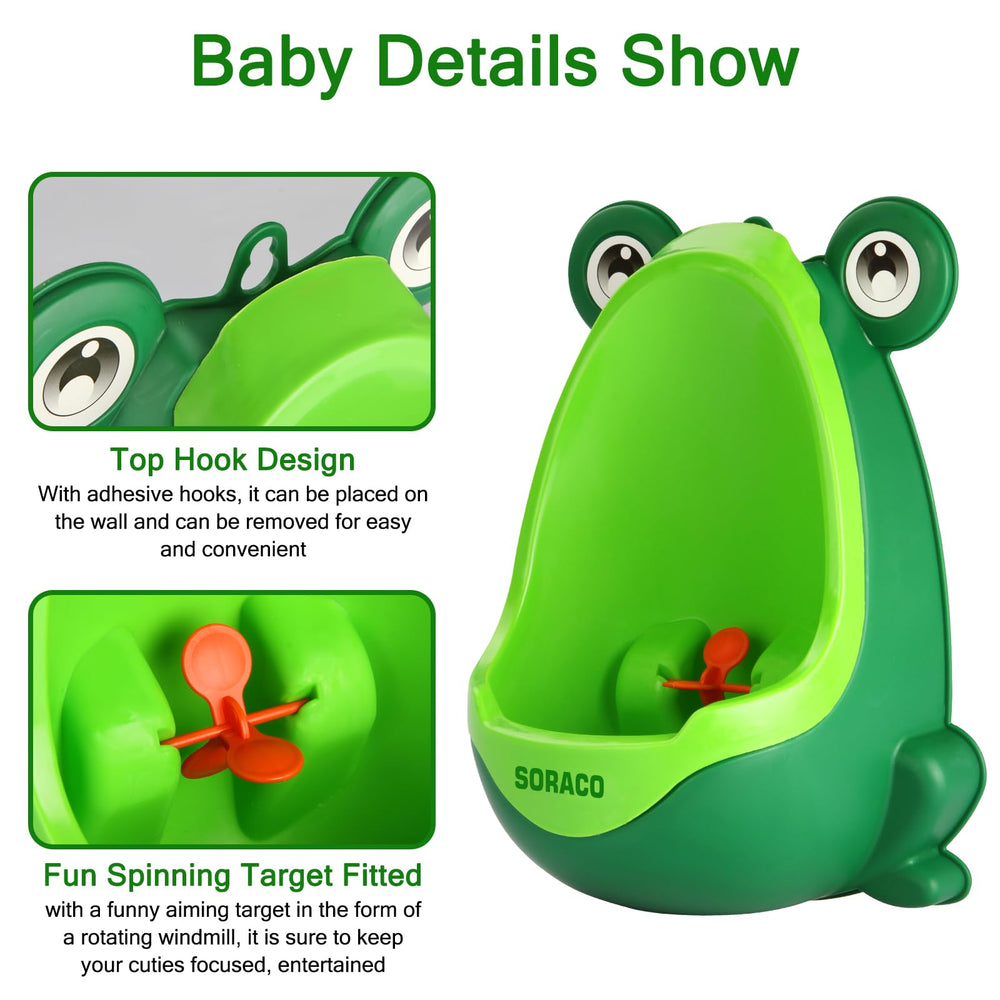 Soraco frog potty dimensions 12.2 x 8.7 x 6.7 inches keep a compact footprint.