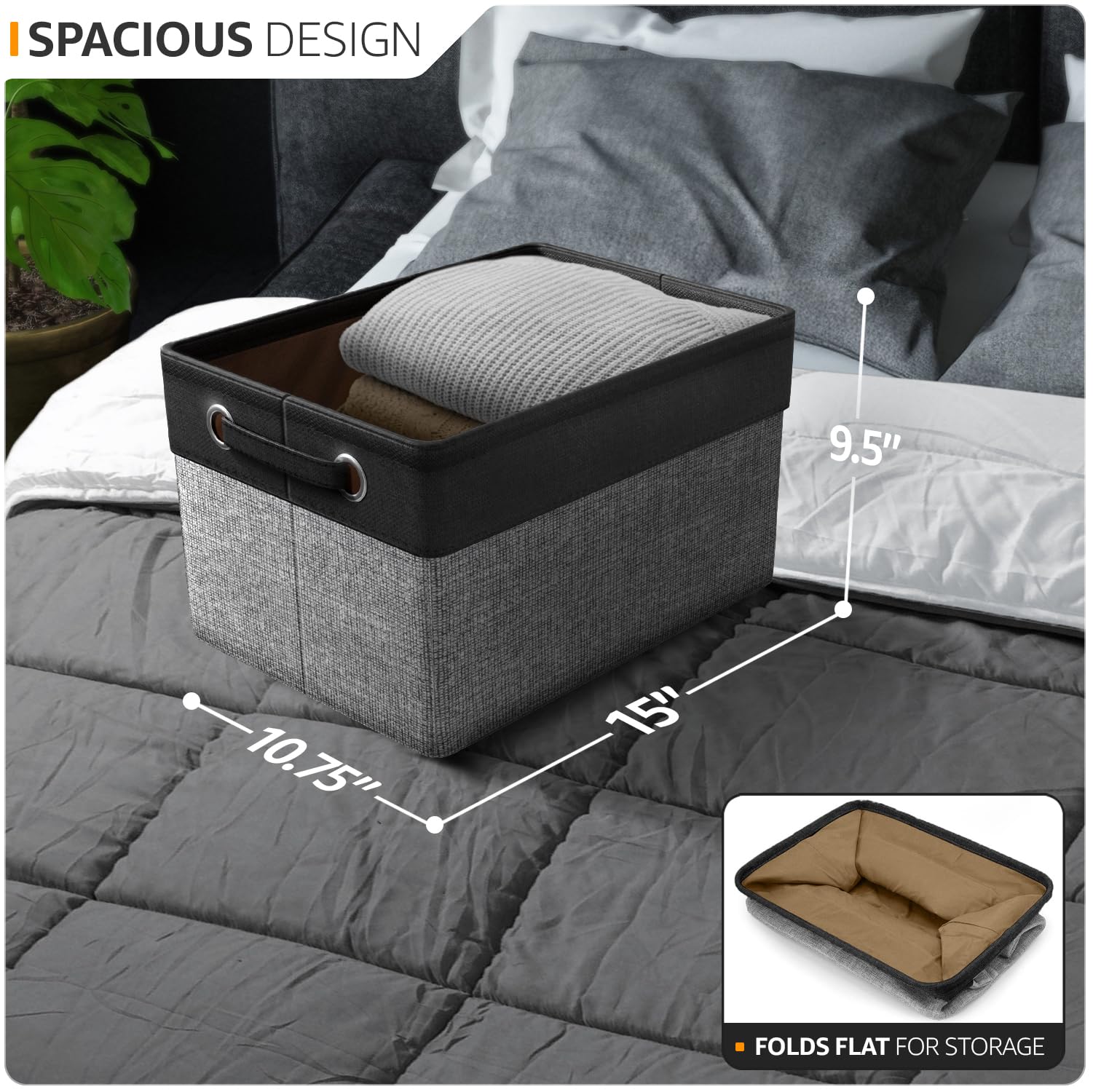 Sorbus 15-inch storage bin handles closeup highlighting durable built-in handles.