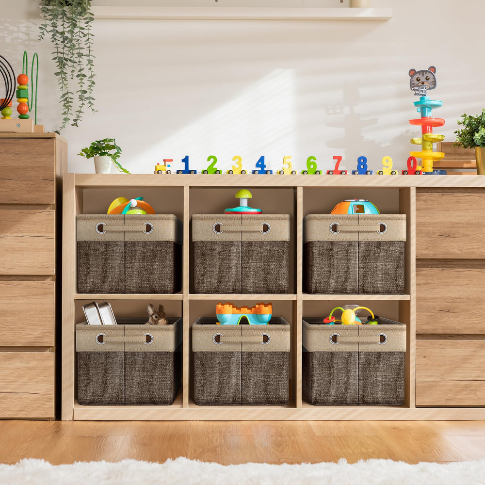 Sorbus cotton-jute fabric bin offers sturdy storage with natural texture.