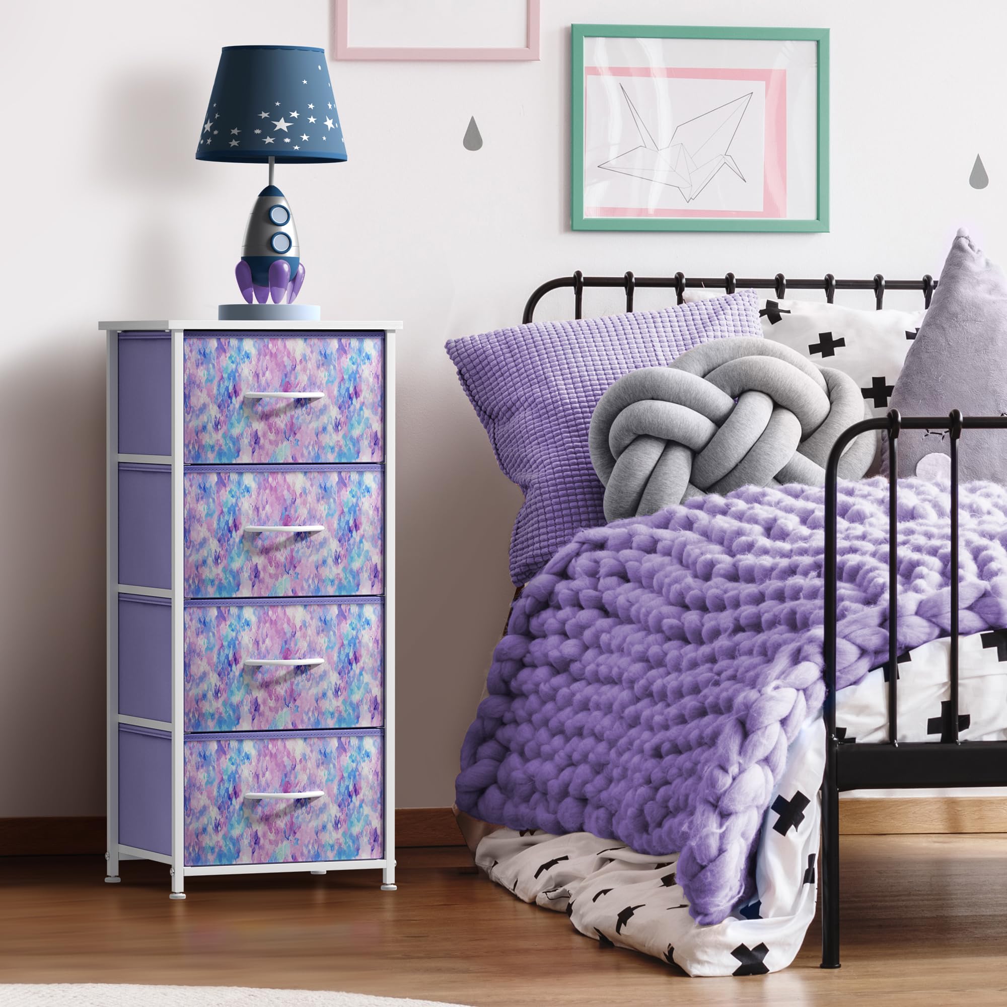 Sorbus storage tower showing 4 drawers open for organized closet essentials.